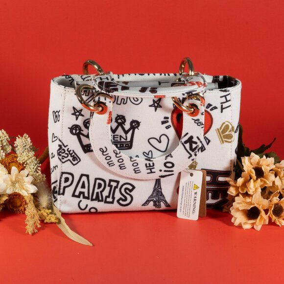 3 AM Forever Fashionnovab Graffiti Bag Clutches Color White - Picture 4 of 10